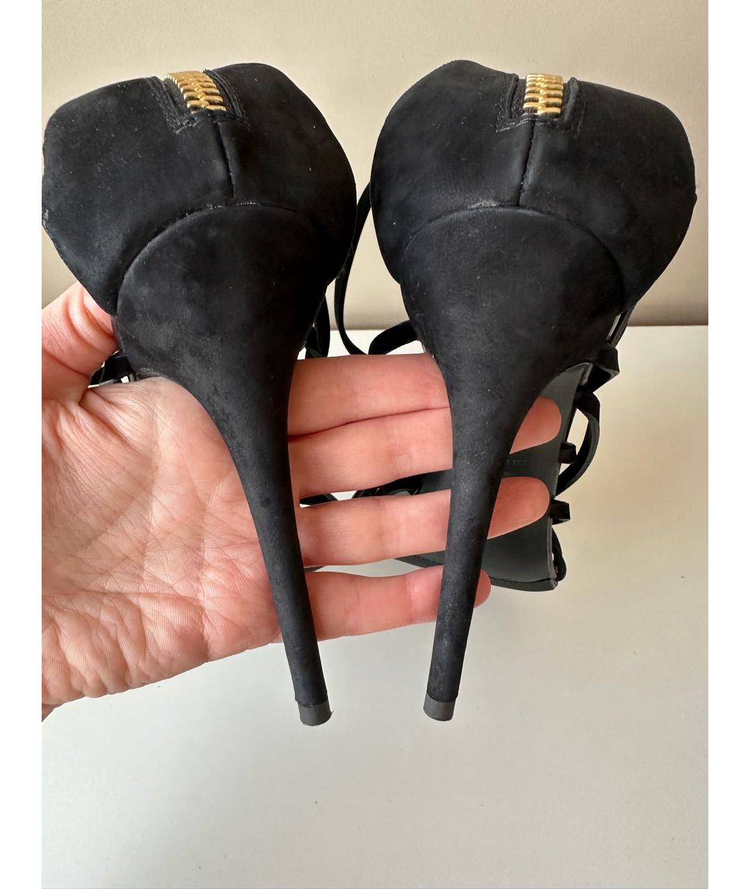 GIUSEPPE ZANOTTI DESIGN Черные замшевые босоножки, фото 6
