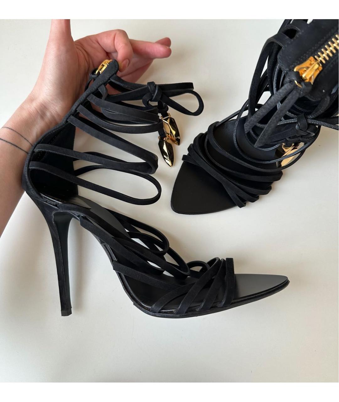 GIUSEPPE ZANOTTI DESIGN Черные замшевые босоножки, фото 3