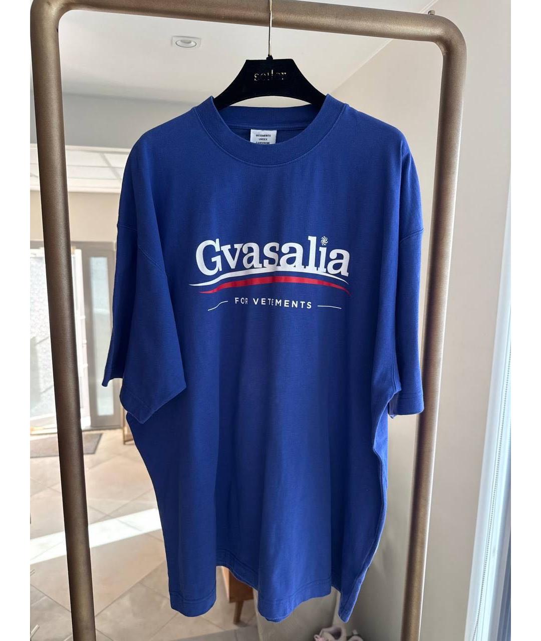 VETEMENTS Синяя хлопковая футболка, фото 2