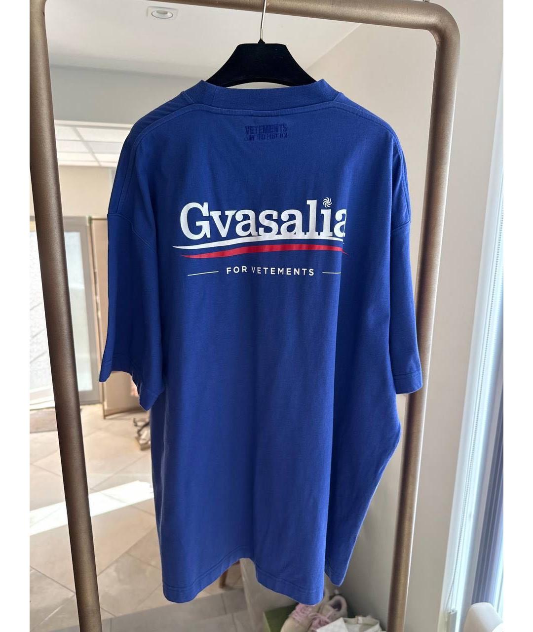 VETEMENTS Синяя хлопковая футболка, фото 3