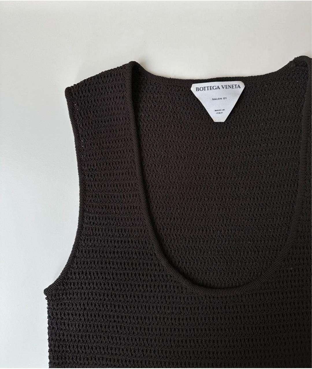 BOTTEGA VENETA Коричневая хлопко-эластановая майка, фото 3