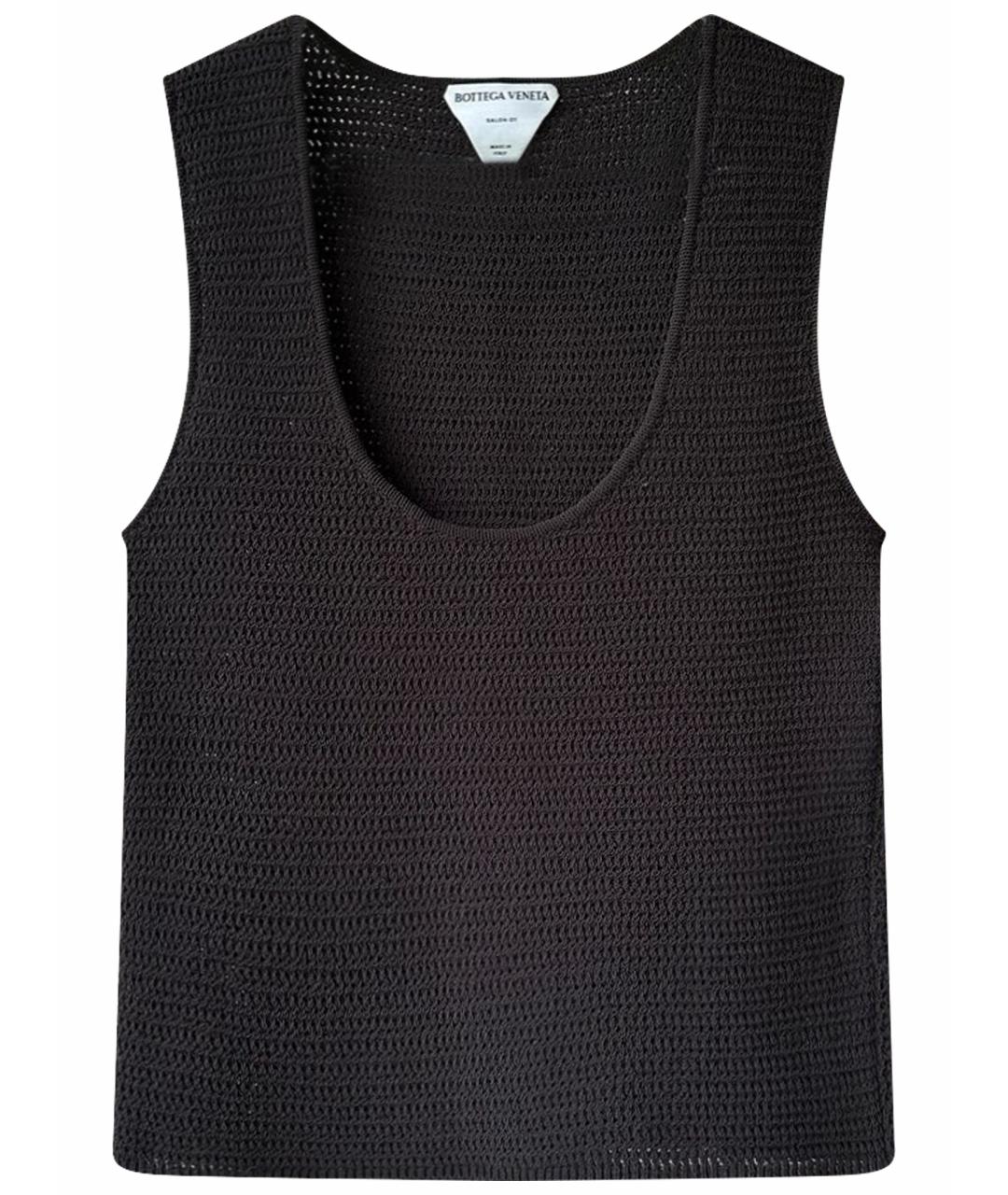 BOTTEGA VENETA Коричневая хлопко-эластановая майка, фото 1