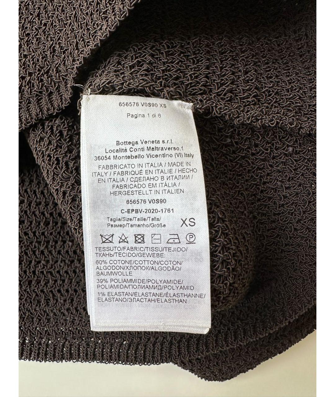 BOTTEGA VENETA Коричневая хлопко-эластановая майка, фото 5