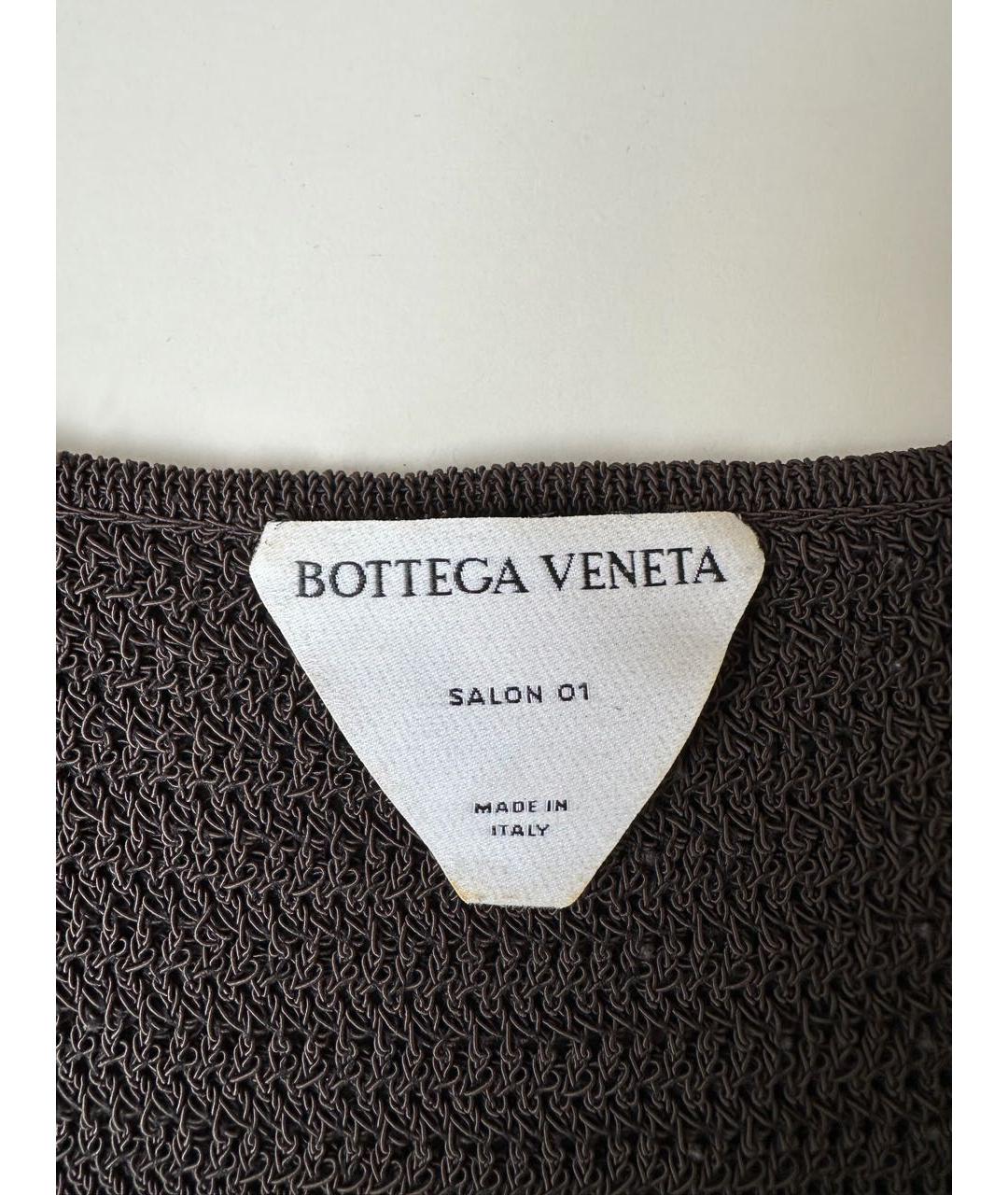 BOTTEGA VENETA Коричневая хлопко-эластановая майка, фото 4