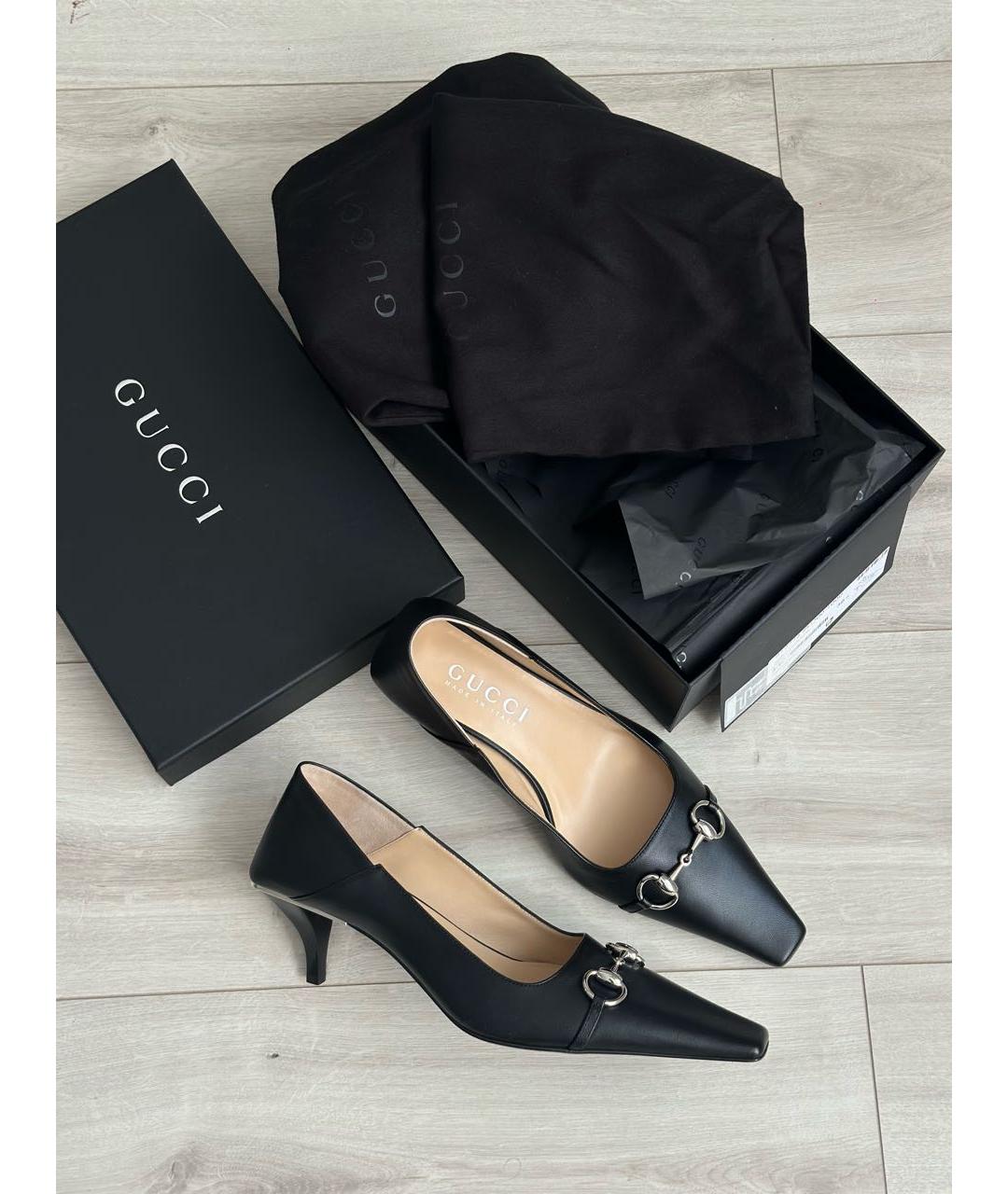GUCCI Черные кожаные туфли, фото 8