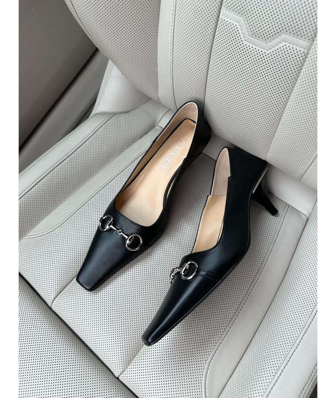 GUCCI Черные кожаные туфли, фото 2