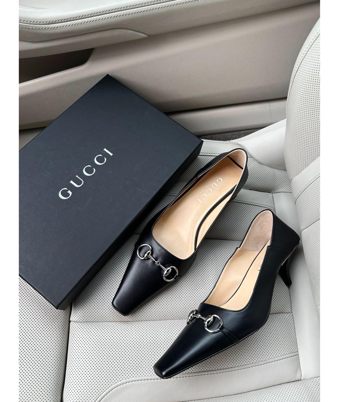 GUCCI Черные кожаные туфли, фото 6