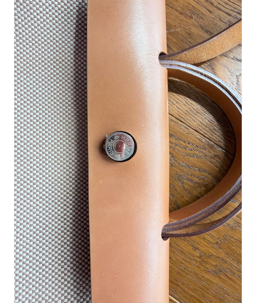 HERMES Бежевая тканевая сумка через плечо, фото 4