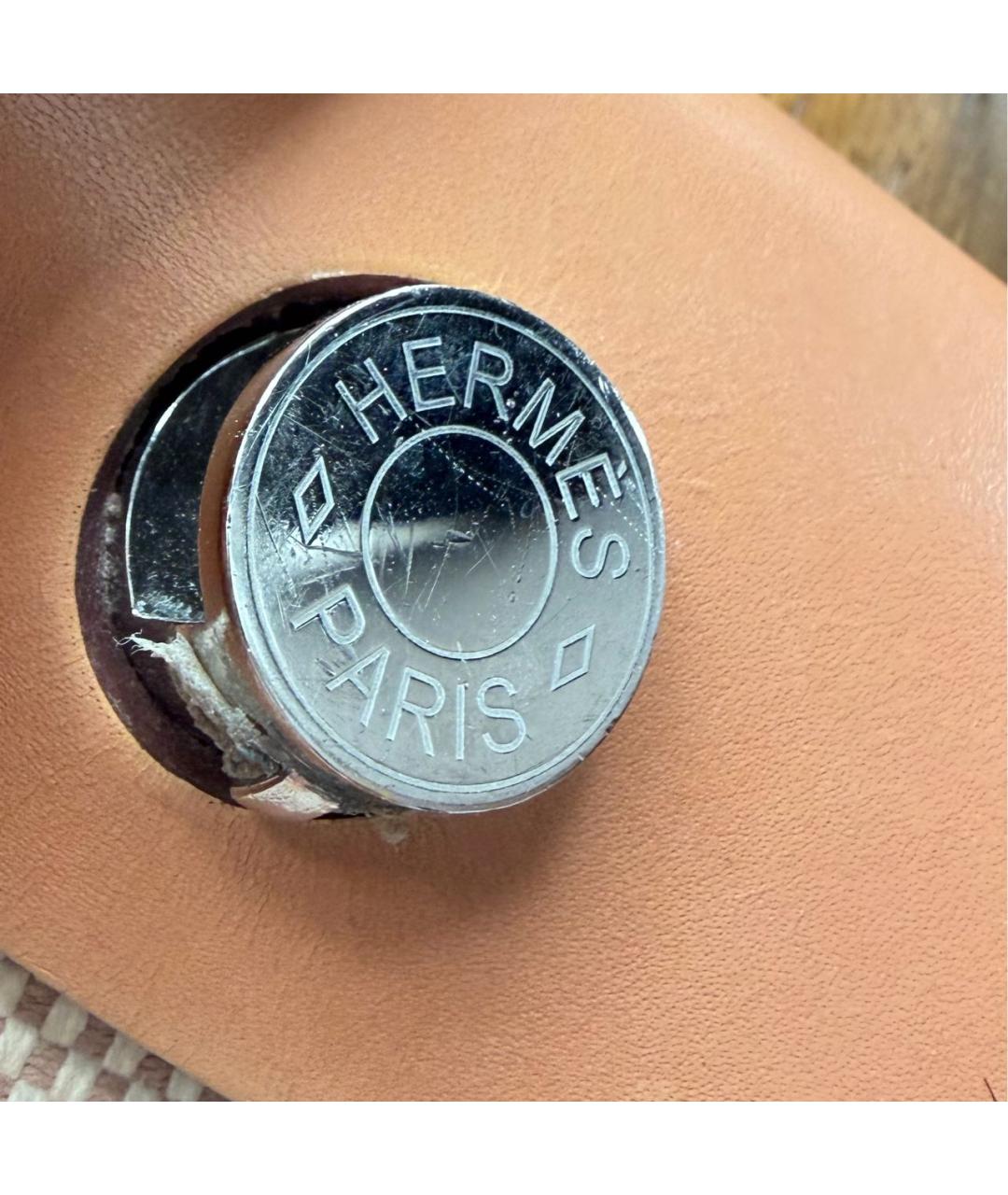 HERMES Бежевая тканевая сумка через плечо, фото 7