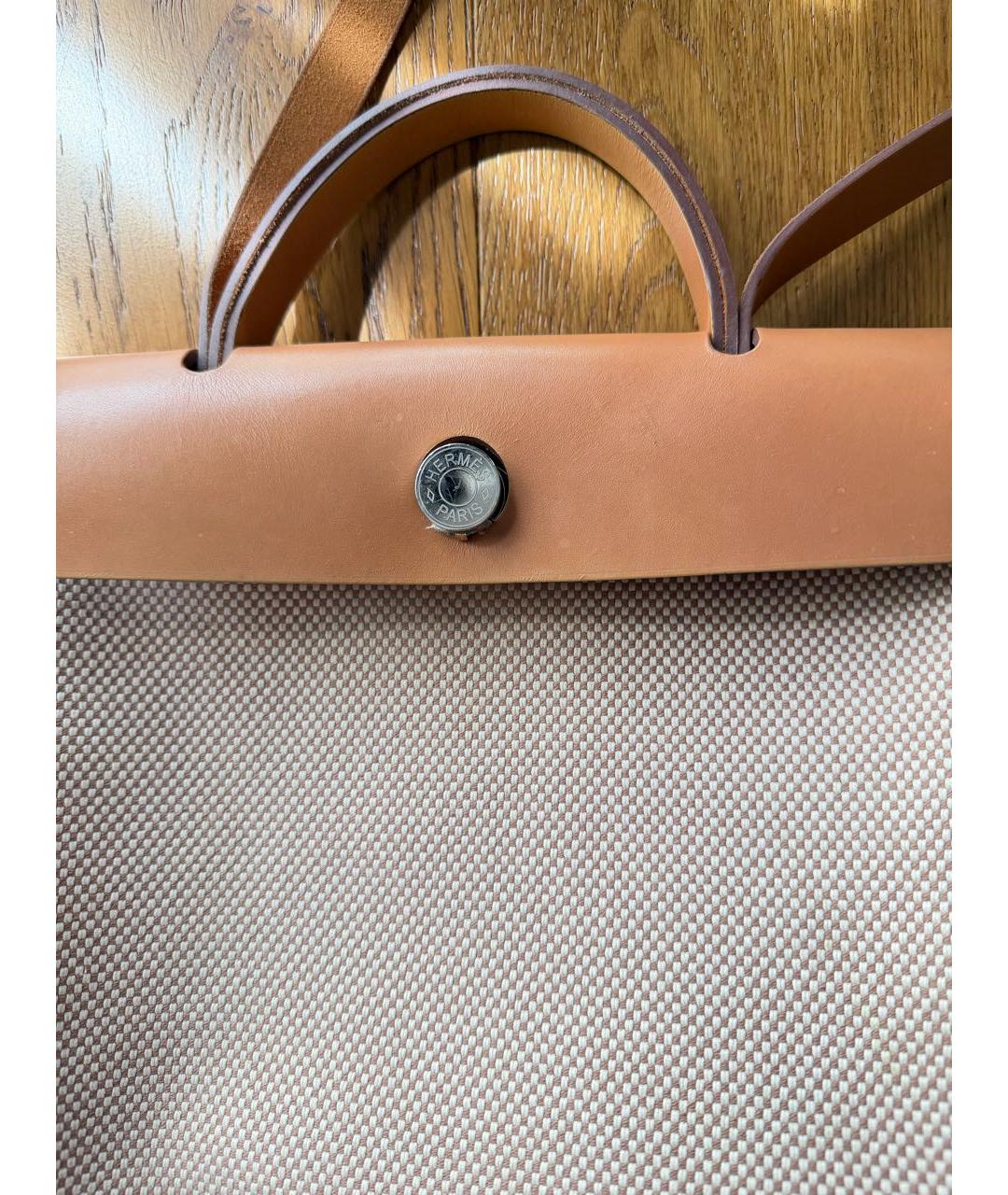 HERMES Бежевая тканевая сумка через плечо, фото 2
