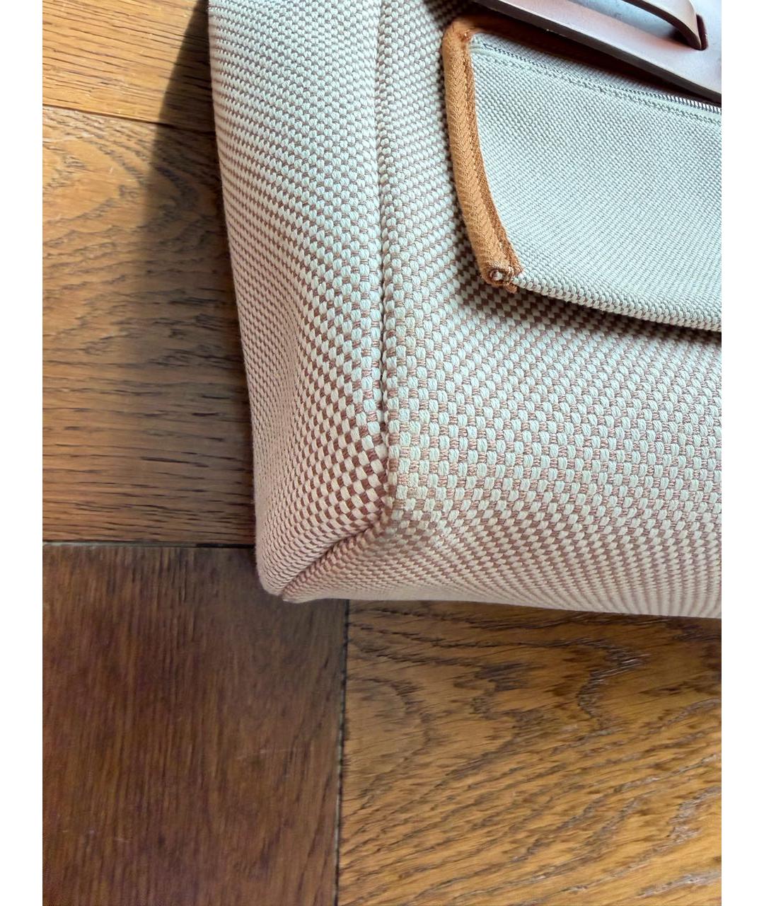 HERMES Бежевая тканевая сумка через плечо, фото 5