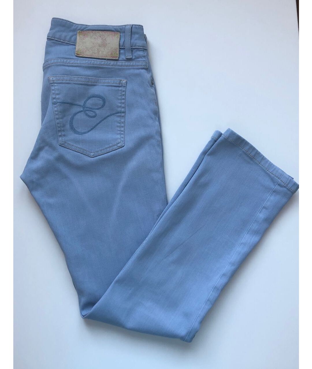 ESCADA Голубые хлопко-эластановые прямые джинсы, фото 5