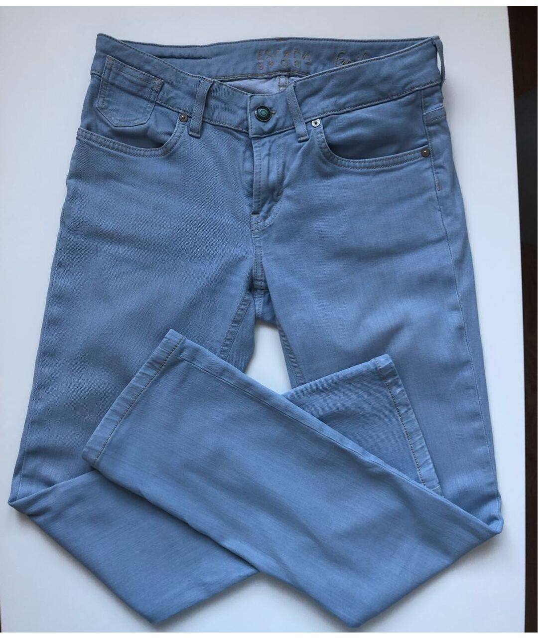ESCADA Голубые хлопко-эластановые прямые джинсы, фото 2