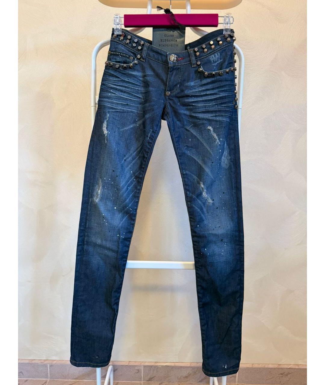 PHILIPP PLEIN Темно-синие джинсы слим, фото 6