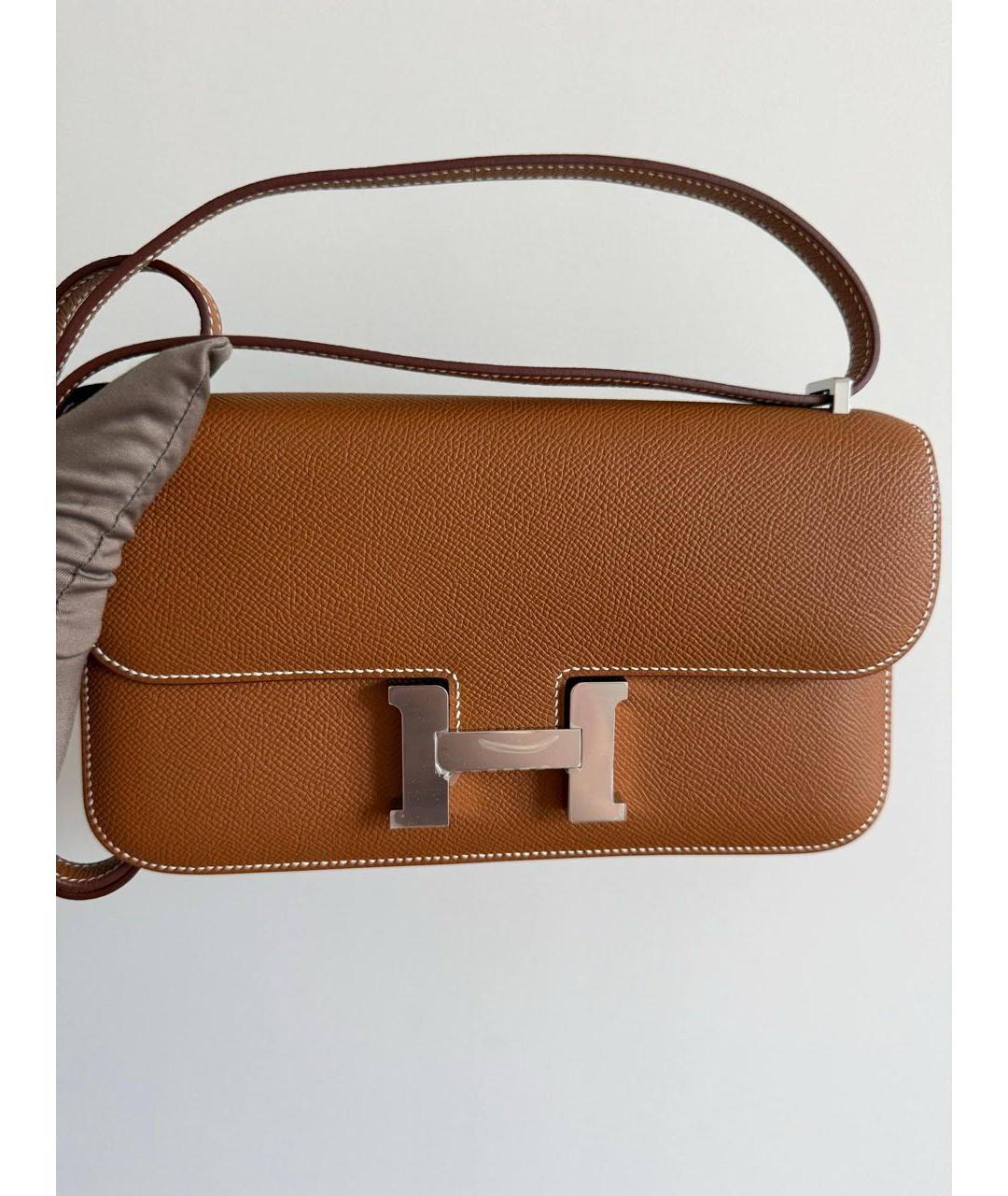 HERMES Коричневая кожаная сумка через плечо, фото 4