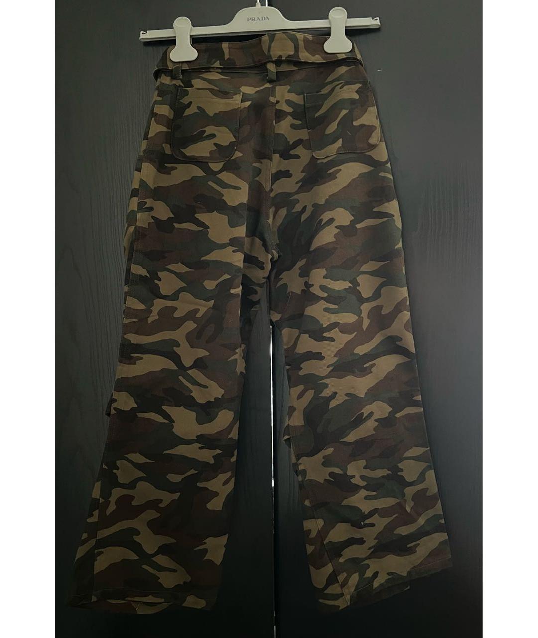 YOHJI YAMAMOTO Хаки хлопко-эластановые прямые брюки, фото 2