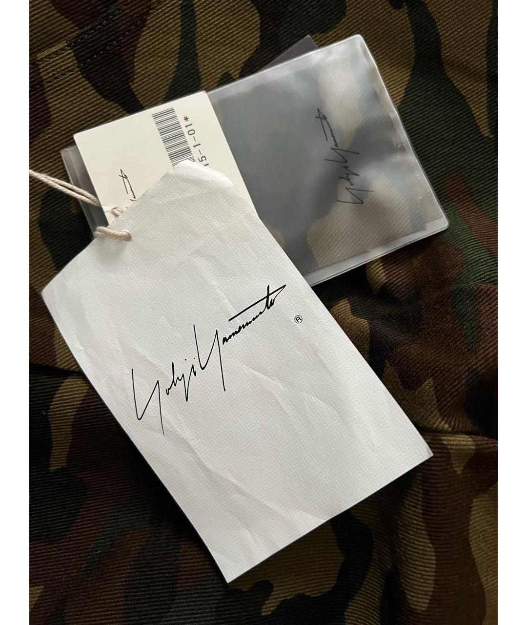 YOHJI YAMAMOTO Хаки хлопко-эластановые прямые брюки, фото 4