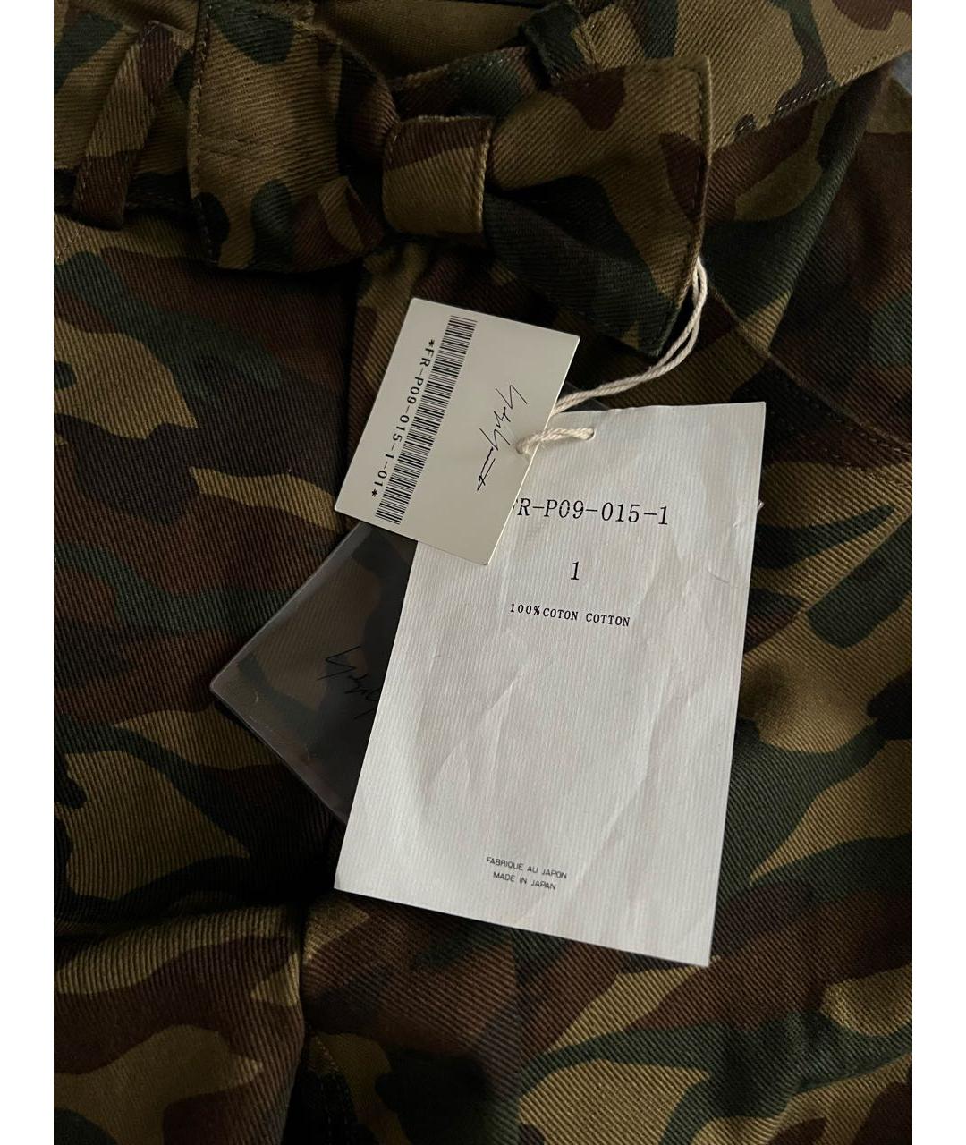 YOHJI YAMAMOTO Хаки хлопко-эластановые прямые брюки, фото 3