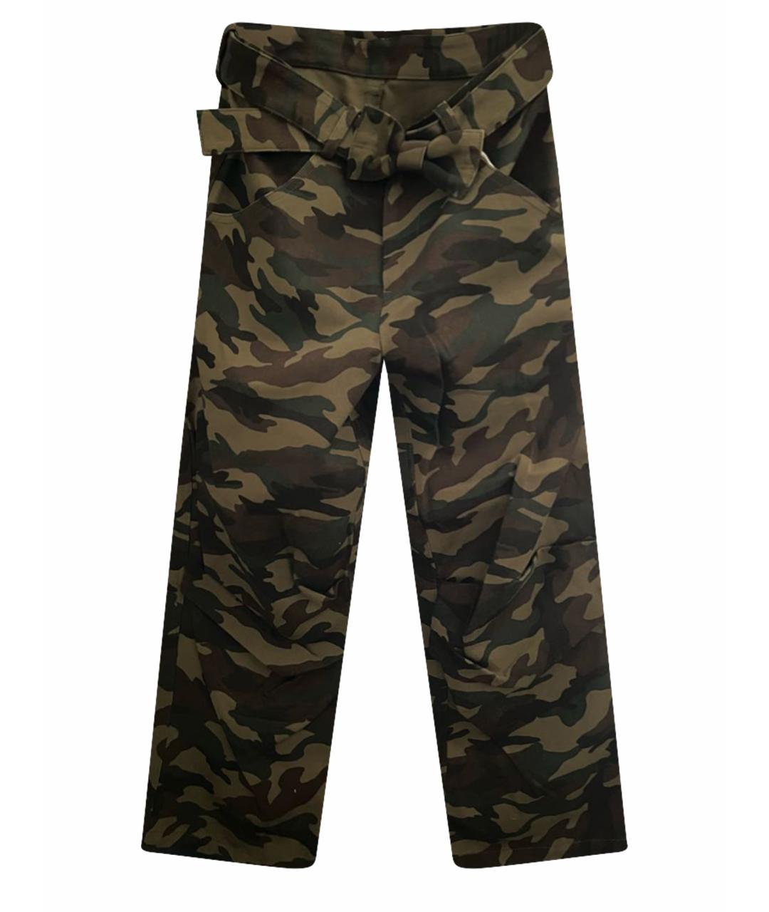 YOHJI YAMAMOTO Хаки хлопко-эластановые прямые брюки, фото 1