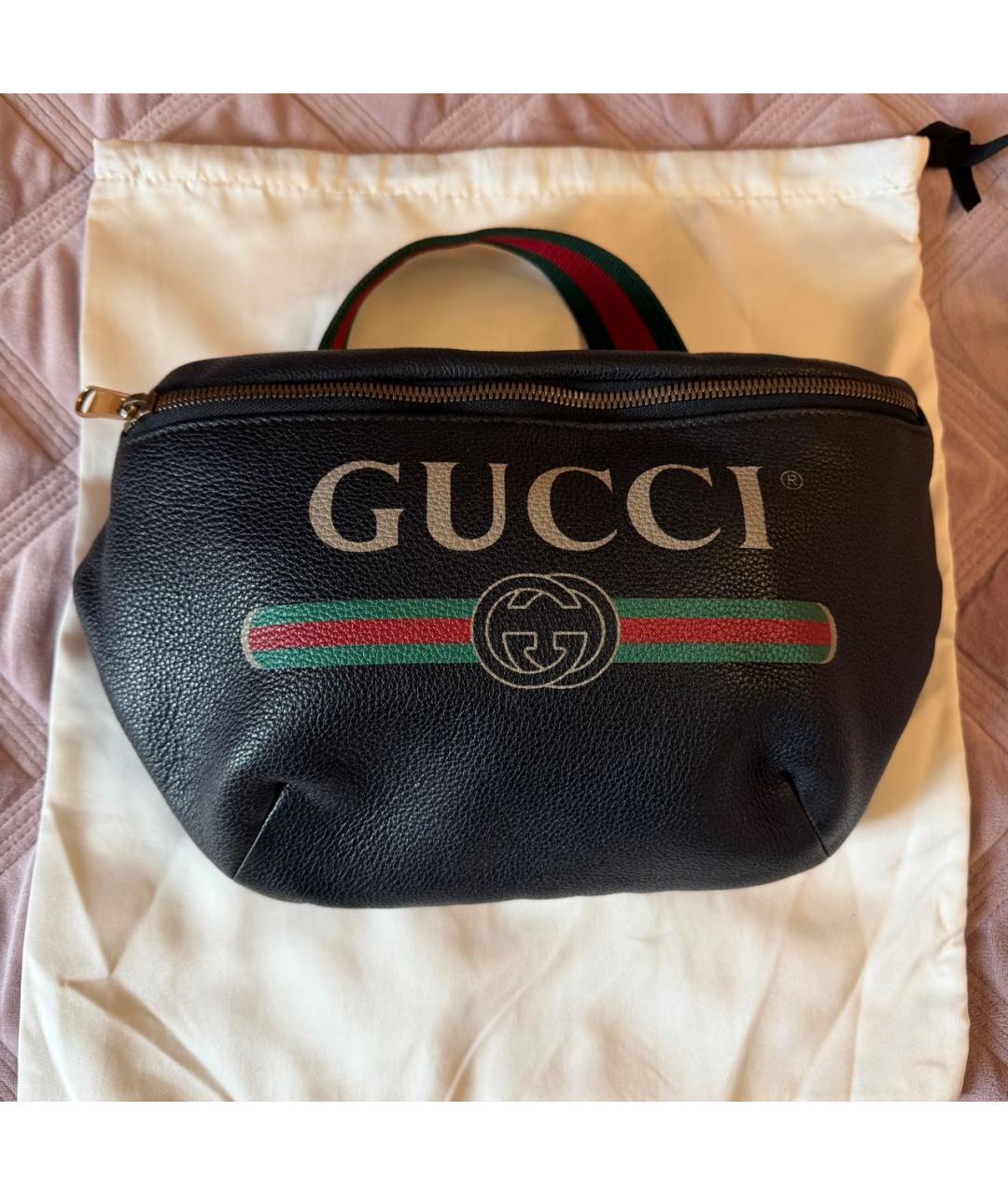 GUCCI Черная кожаная поясная сумка, фото 2