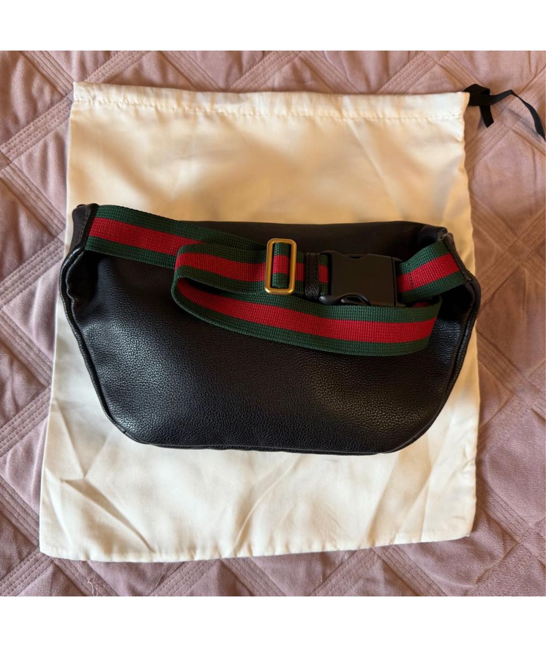 GUCCI Черная кожаная поясная сумка, фото 3