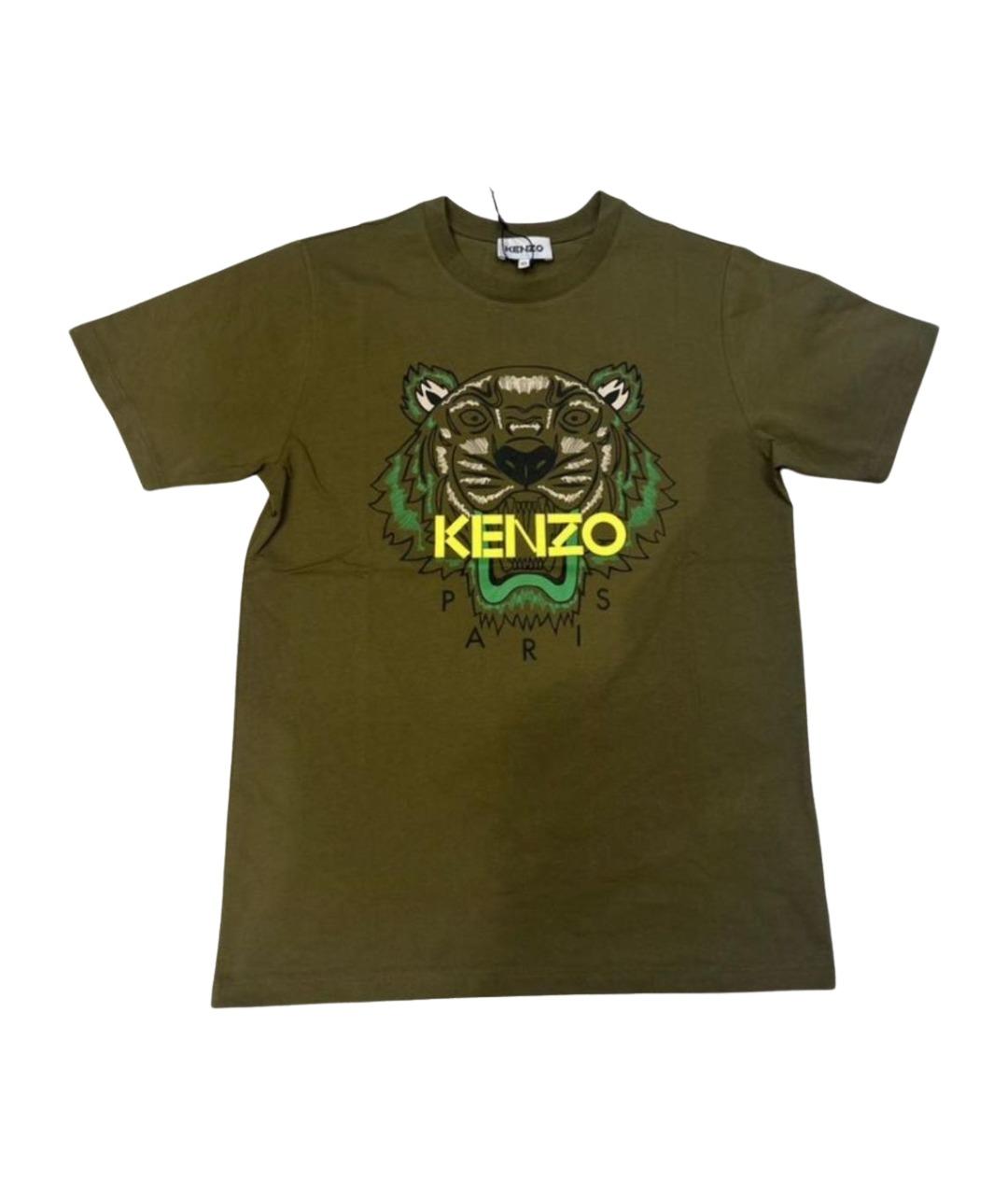 KENZO Хаки хлопковая футболка, фото 1
