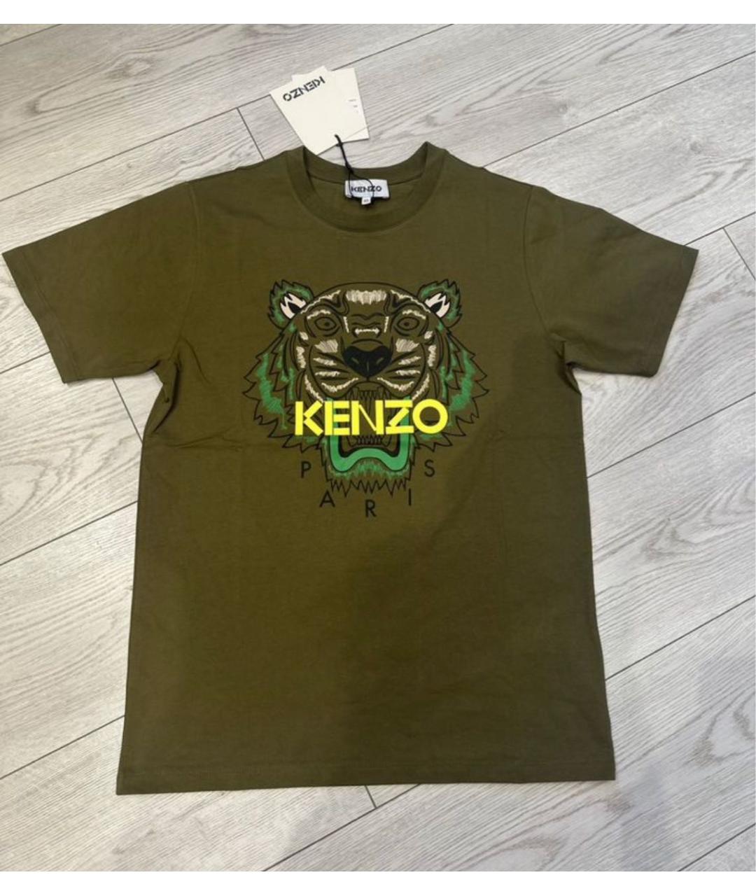 KENZO Хаки хлопковая футболка, фото 6