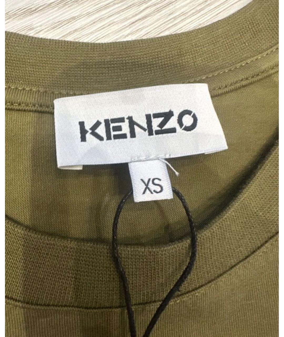 KENZO Хаки хлопковая футболка, фото 3