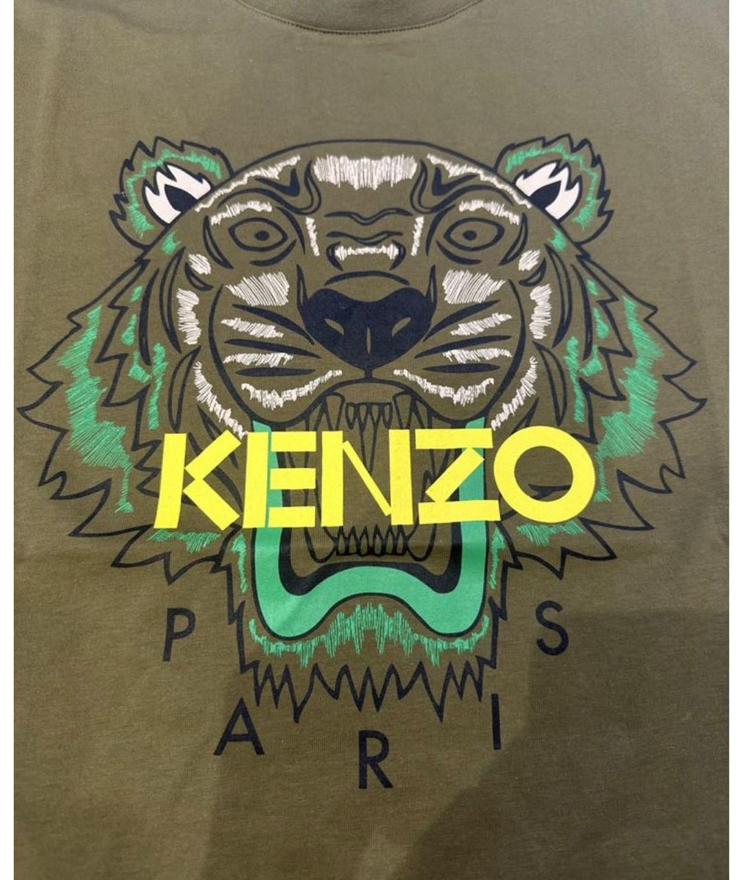 KENZO Хаки хлопковая футболка, фото 2