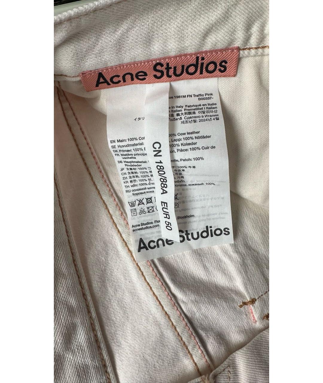 ACNE STUDIOS Розовые хлопковые прямые джинсы, фото 3