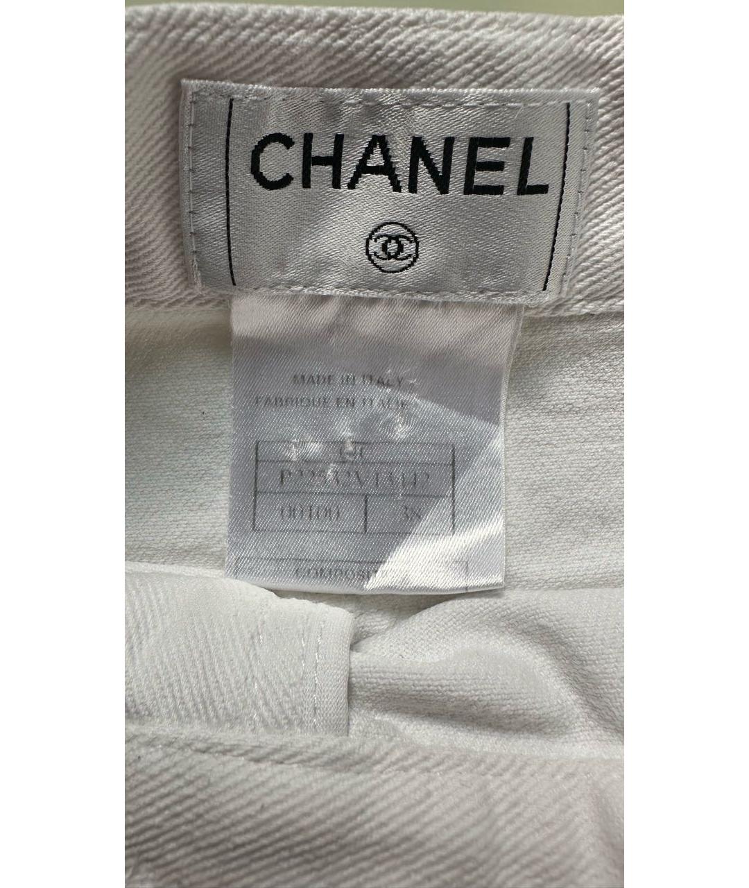 CHANEL Белые хлопковые прямые джинсы, фото 3