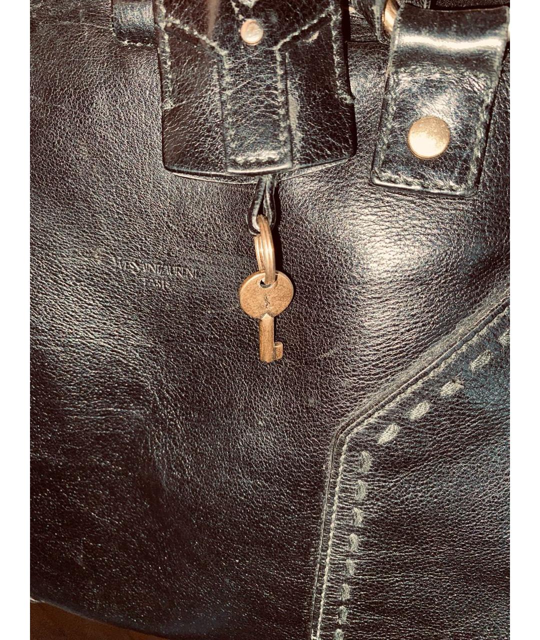 SAINT LAURENT Черная кожаная сумка с короткими ручками, фото 6