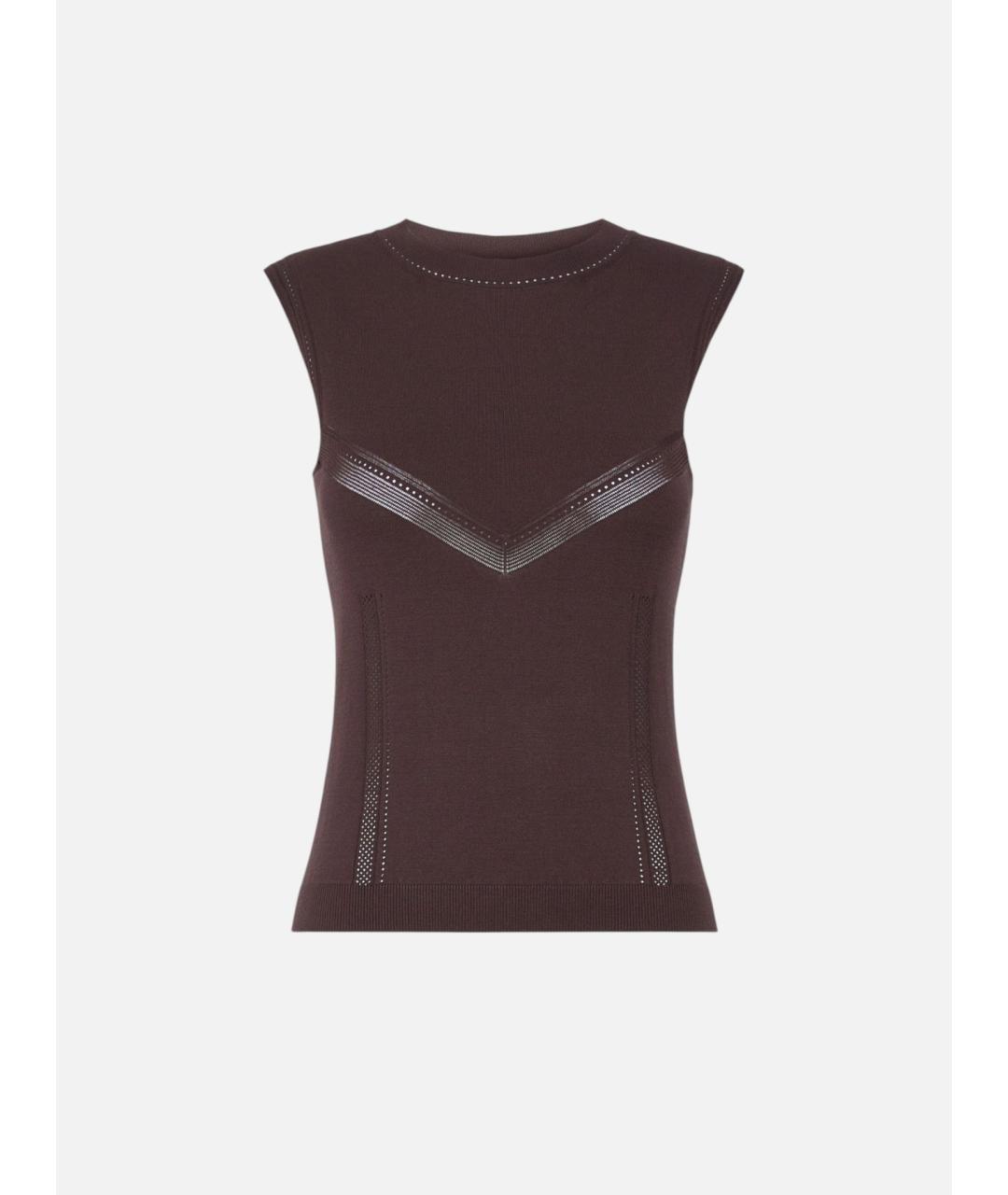 SPORTMAX Коричневая вискозная майка, фото 6