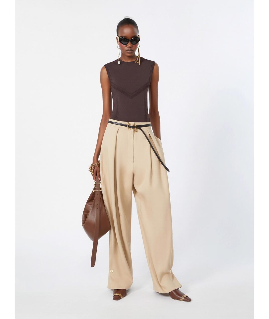 SPORTMAX Коричневая вискозная майка, фото 2