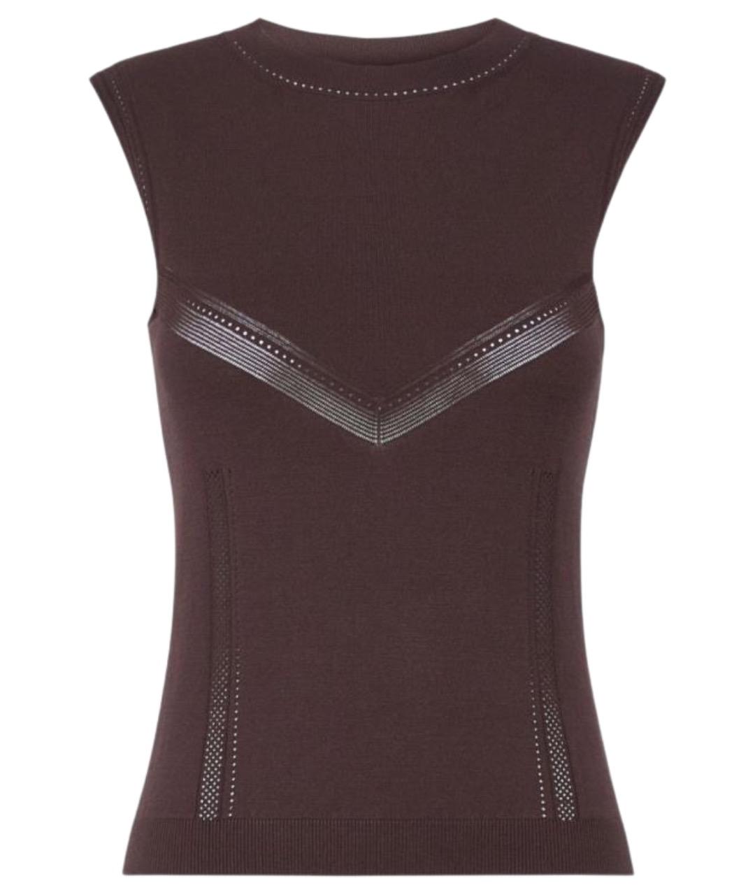SPORTMAX Коричневая вискозная майка, фото 1