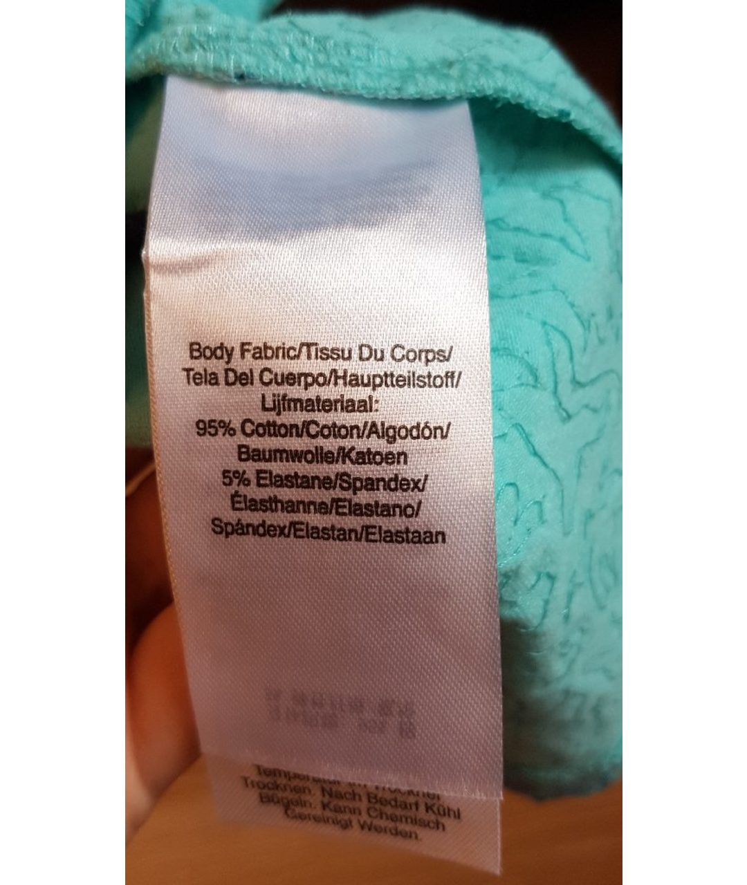 DKNY Бирюзовая хлопко-эластановая футболка, фото 4