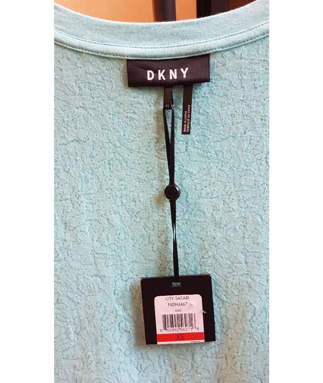 DKNY Бирюзовая хлопко-эластановая футболка, фото 3