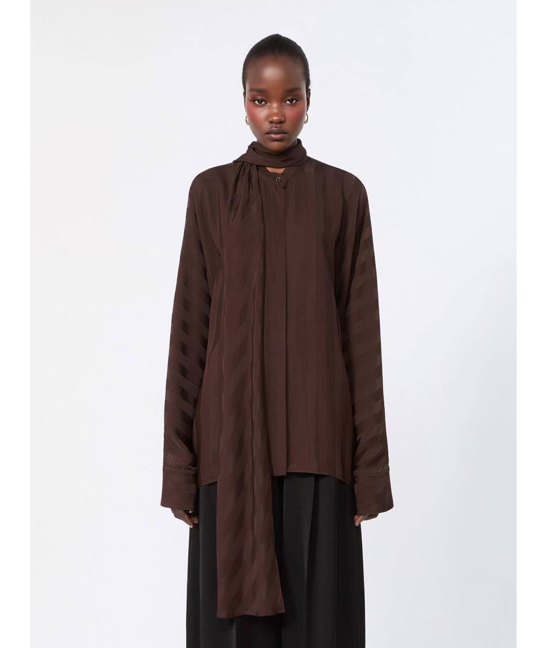 SPORTMAX Коричневая вискозная рубашка, фото 3