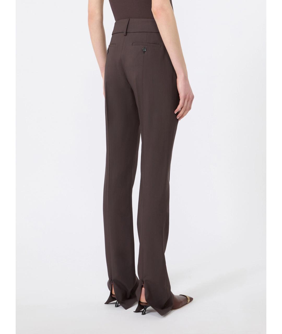 SPORTMAX Коричневые вискозные прямые брюки, фото 4