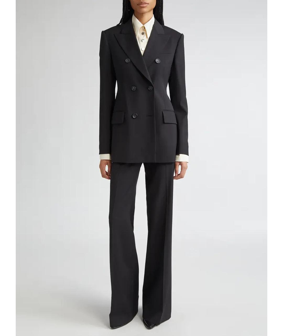 SPORTMAX Черные шерстяные брюки широкие, фото 2
