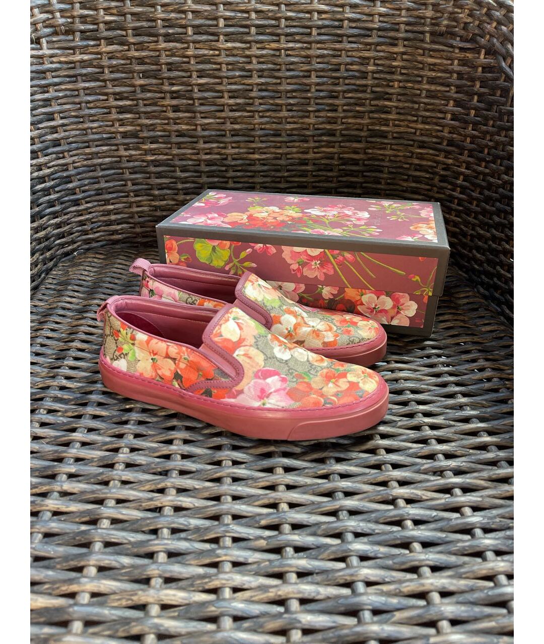 GUCCI Розовые кожаные слипоны, фото 2
