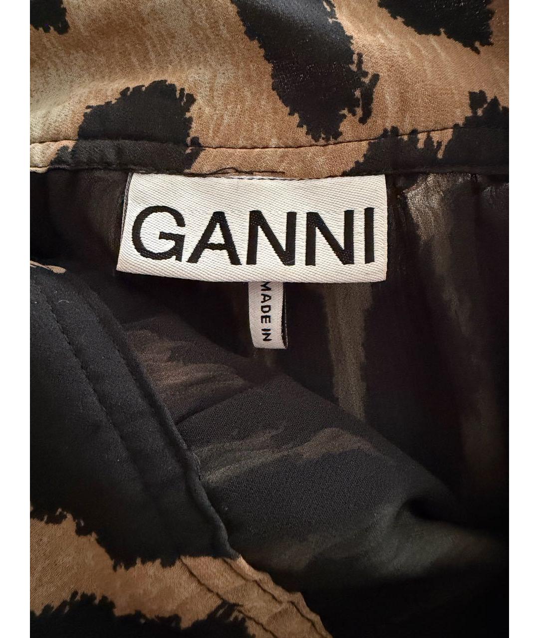 GANNI Коричневая полиэстеровая юбка миди, фото 3