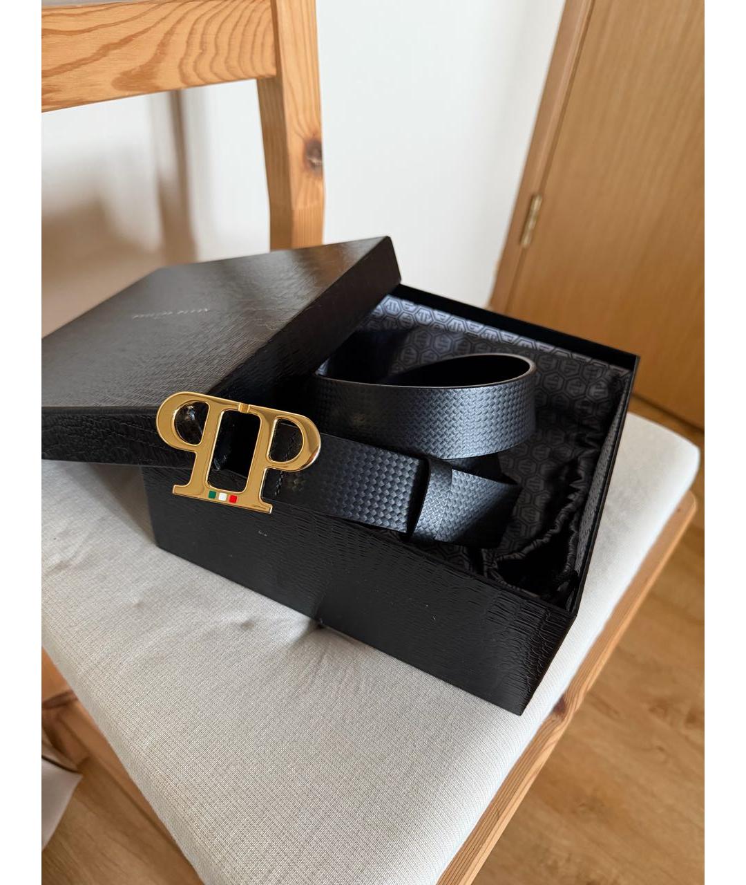 PHILIPP PLEIN Черный кожаный ремень, фото 2