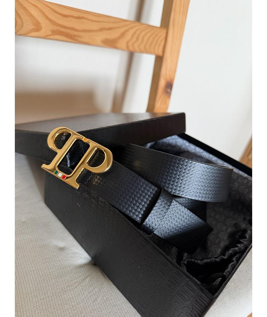 PHILIPP PLEIN Черный кожаный ремень, фото 4