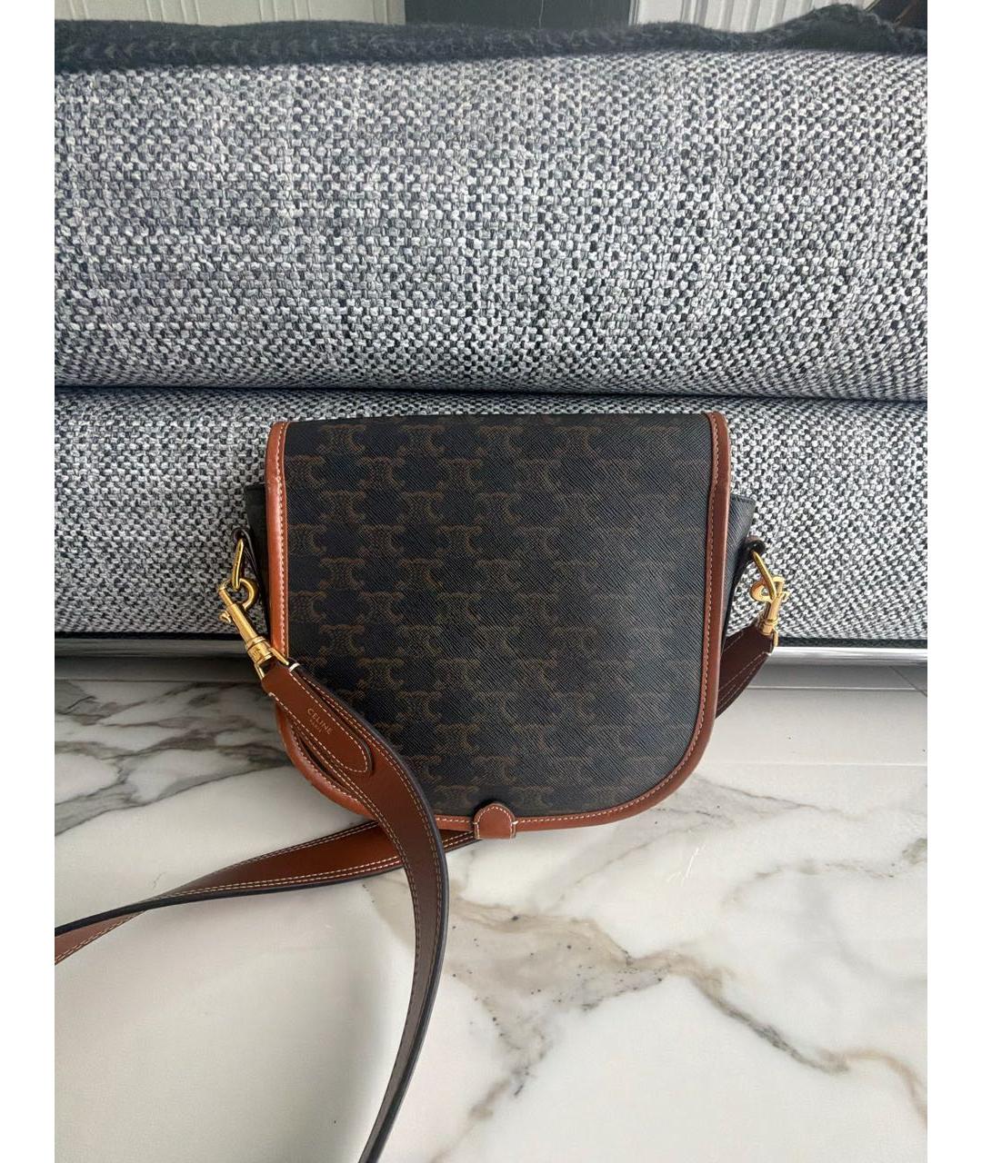 CELINE Коричневая кожаная сумка через плечо, фото 3