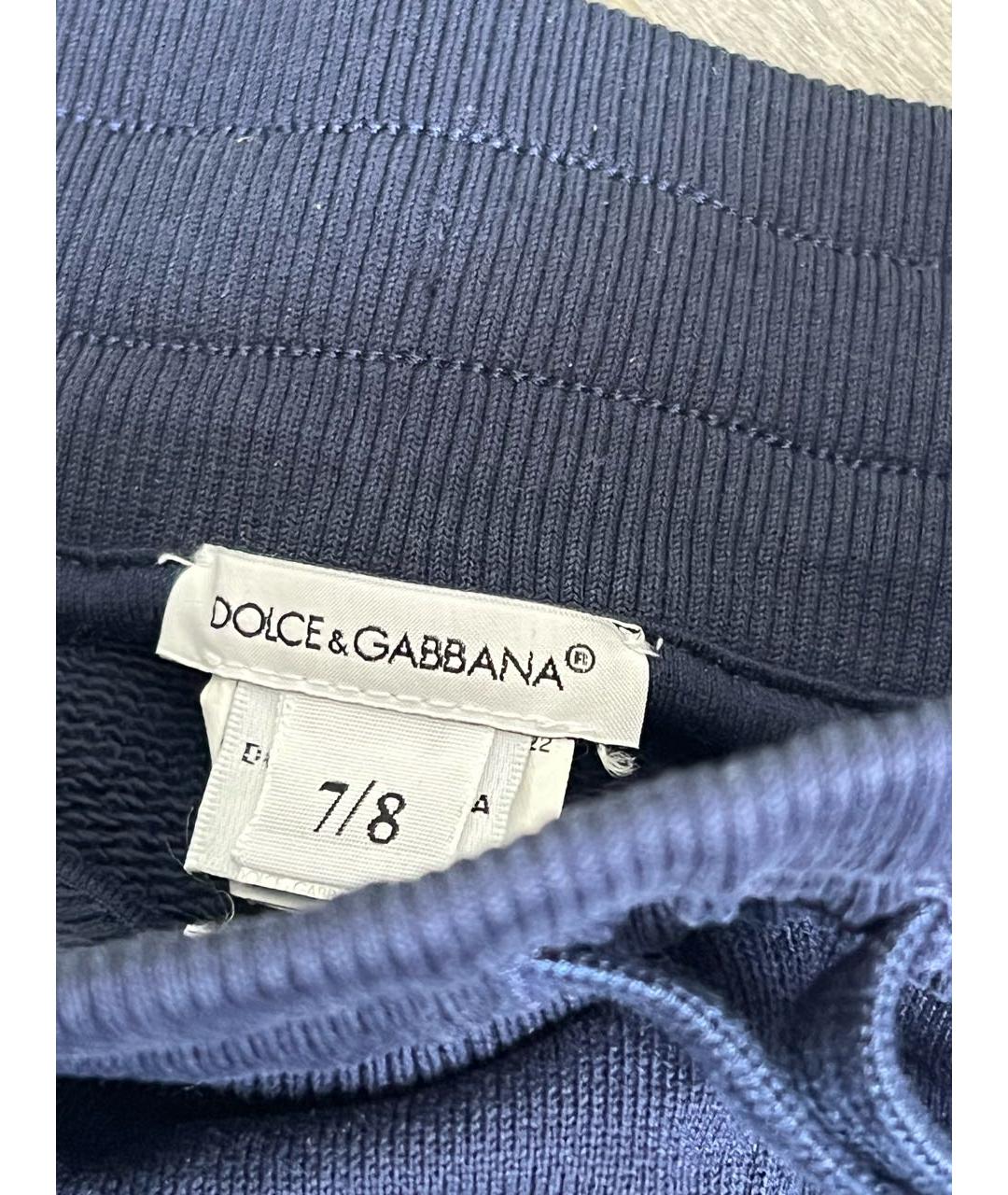 DOLCE & GABBANA KIDS Темно-синие хлопковые брюки и шорты, фото 3
