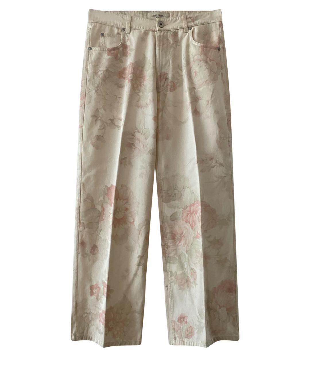 WEEKEND MAX MARA Бежевые хлопковые джинсы клеш, фото 1