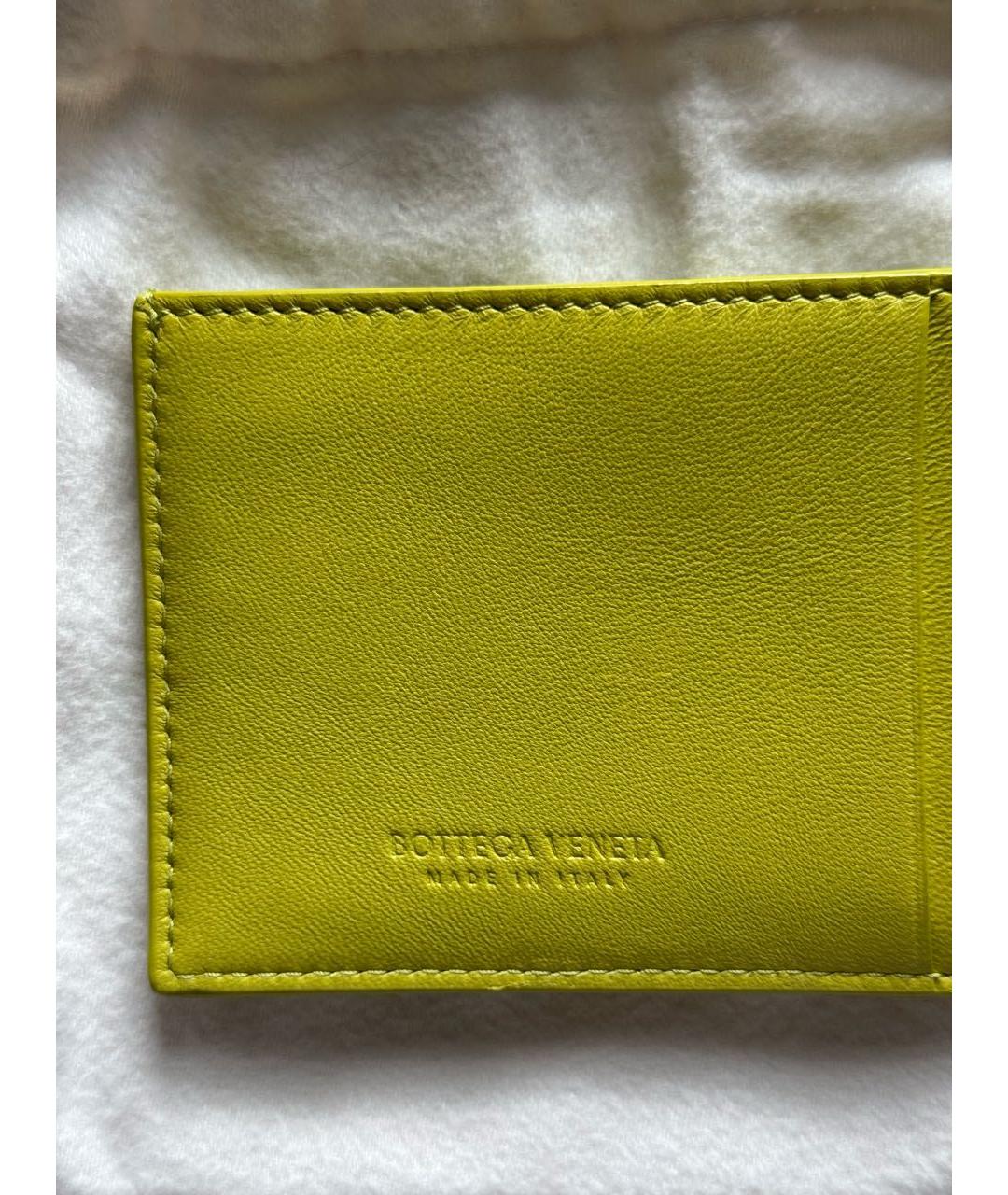 BOTTEGA VENETA Салатовый кожаный кардхолдер, фото 6