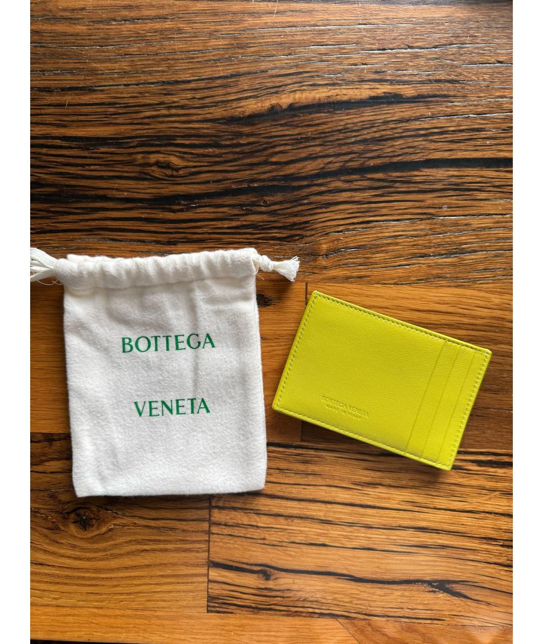 BOTTEGA VENETA Салатовый кожаный кардхолдер, фото 4