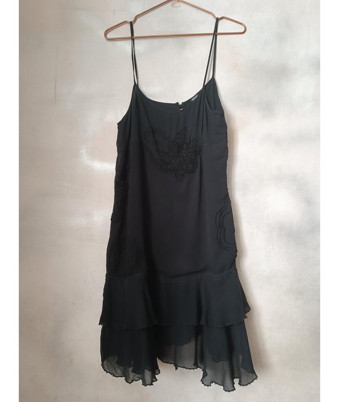 VERSACE JEANS COUTURE Черное шелковое коктейльное платье, фото 5